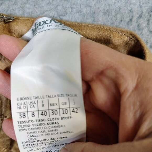 Max Mara Maxi Skirt Women's 8 Beige 100% Camel Leather Modest Minimalist Italy - Picture 10 of 12